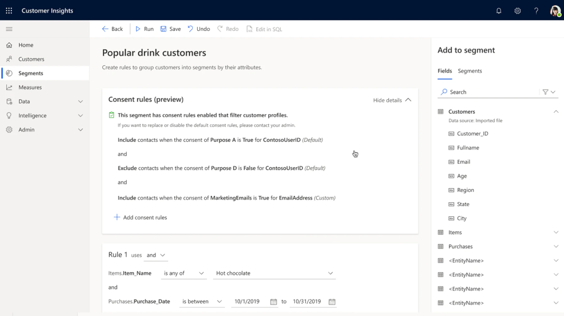 screenshot of Dynamics 365 Customer Insights
